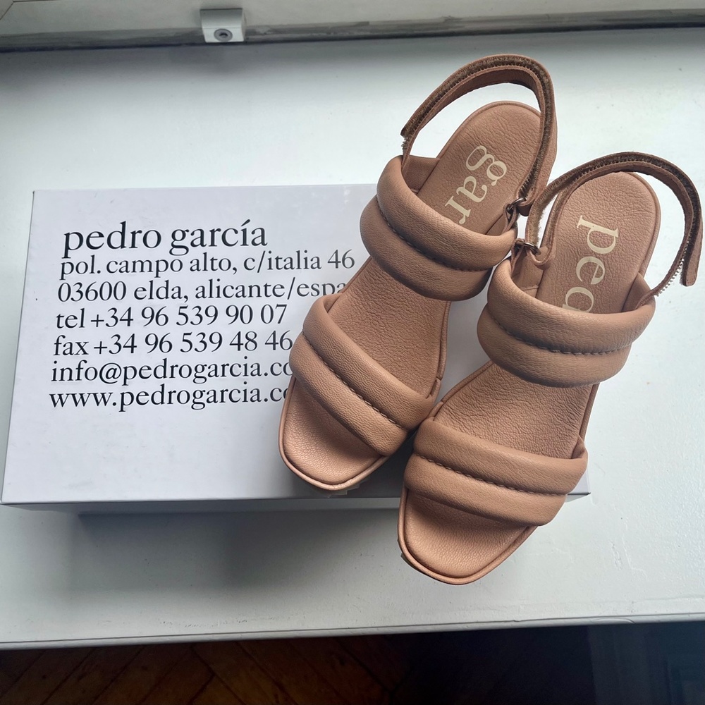 New in Box Pedro Garcia Fioralba Wedge Sandal in Arcilla Pebble Nappa - 40 - Picture 4 of 12